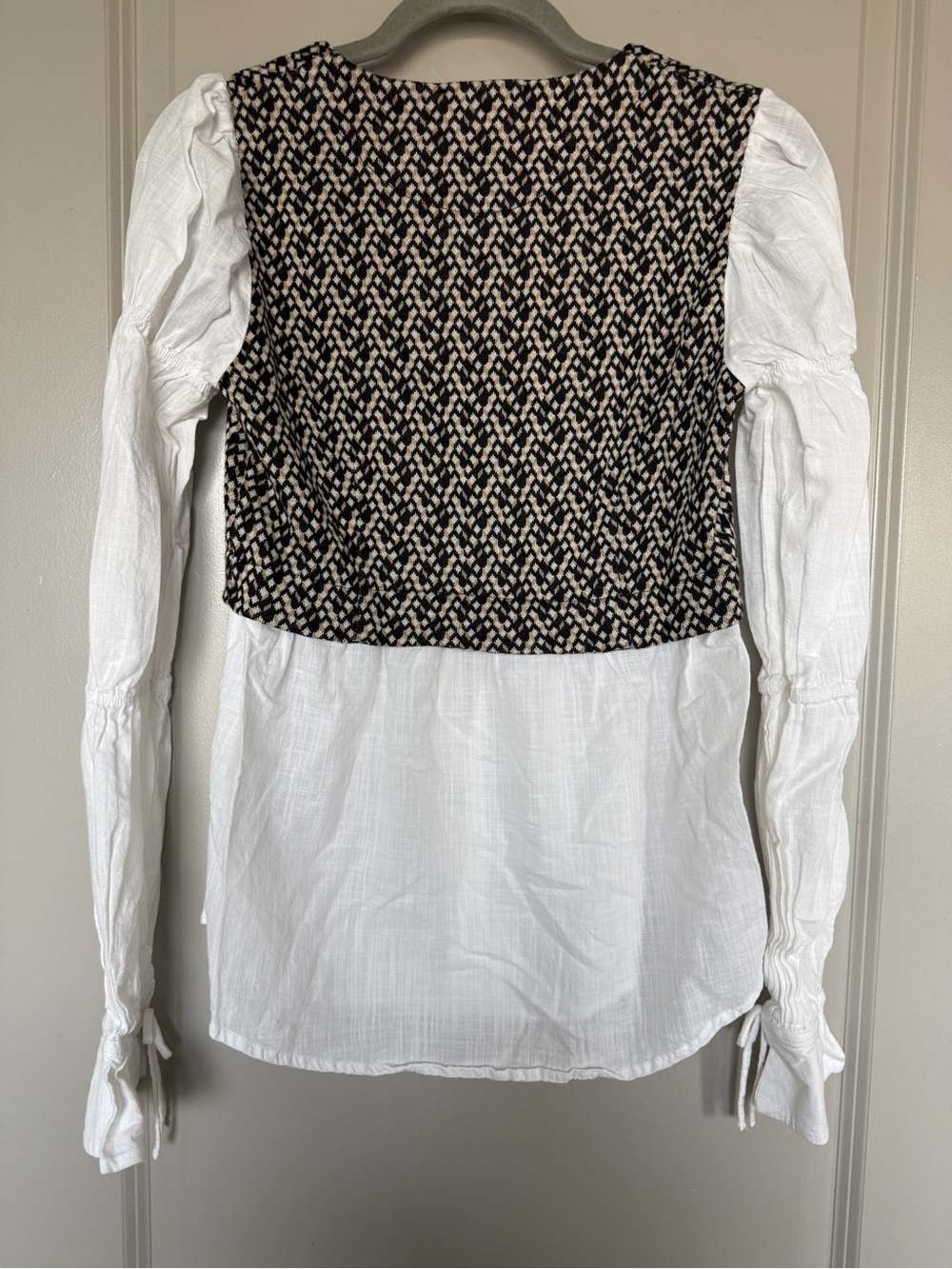 BY ANTHROPOLOGIE Layered Jacquard Vest & Blouse White Pullover Casual Formal Top - Picture 9 of 9